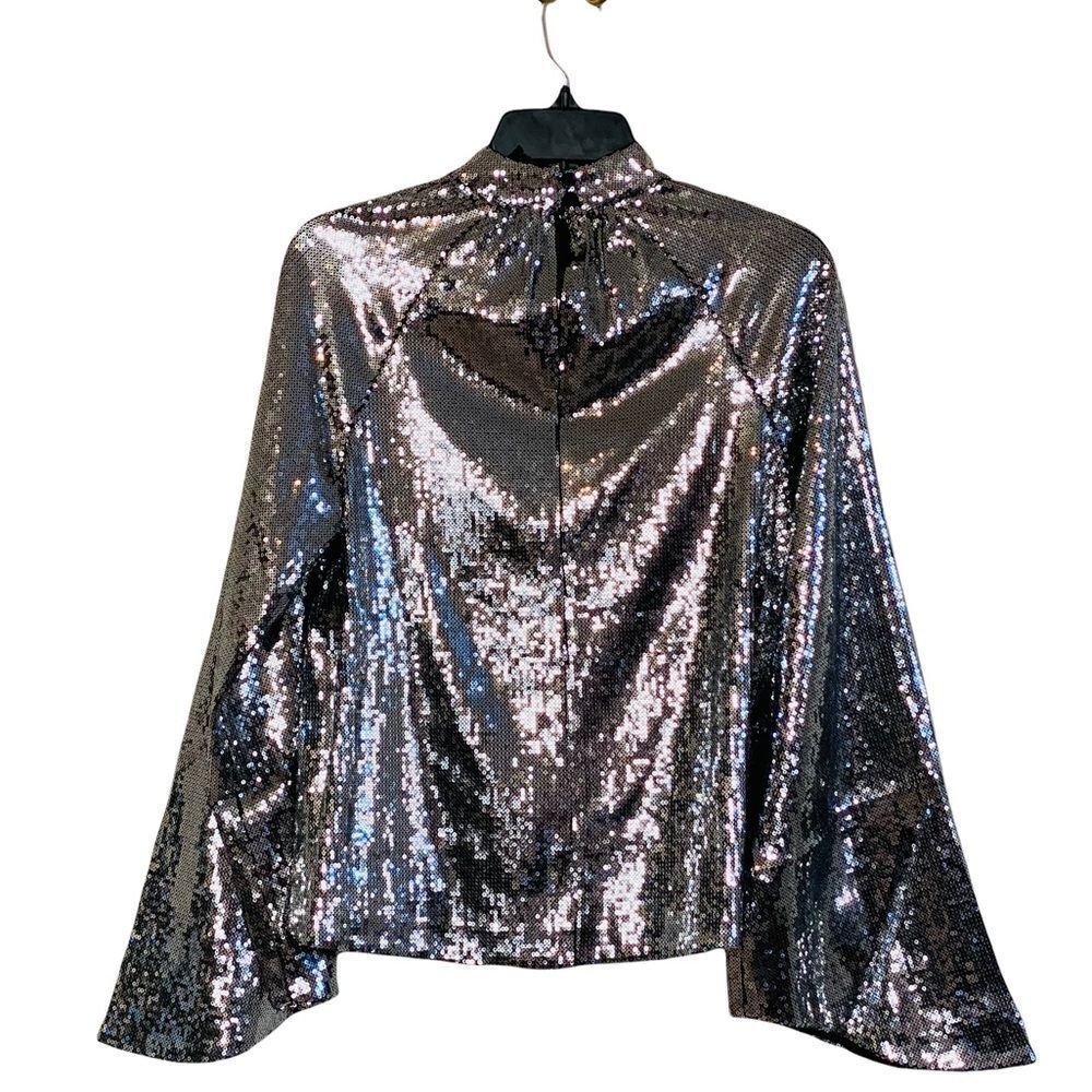 RtA Tennessee Peasant Silver Sequin Bell Sleeve Top Sz XS NWT - Picture 14 of 16